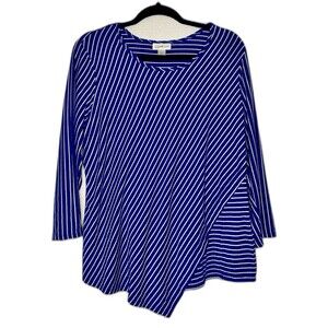 Jocelyn Smith Collection Women XL Textured Long Sleeve Purple Stripe